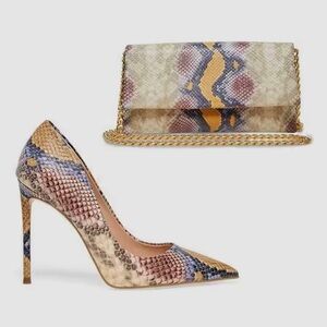 Steve Madden Snakeskin Stiletto Pumps with Matching Handbag